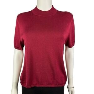 Vintage Draper's & Damons‎ Sweater Womens Size PL Maroon Silk Blend Mock Neck